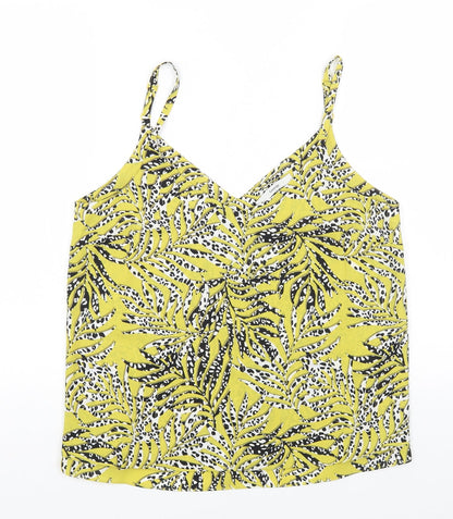 George Womens Yellow Geometric Polyester Camisole Tank Size 10 V-Neck