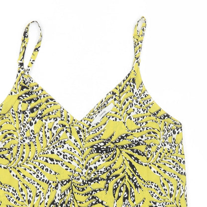 George Womens Yellow Geometric Polyester Camisole Tank Size 10 V-Neck