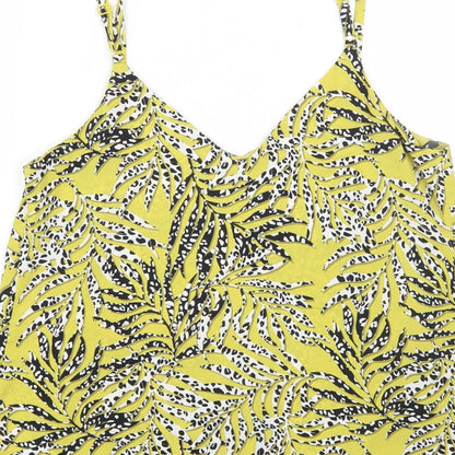 George Womens Yellow Geometric Polyester Camisole Tank Size 10 V-Neck