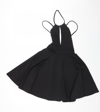 Oh My Love Womens Black Polyester Fit & Flare Size XS Halter Hook & Eye