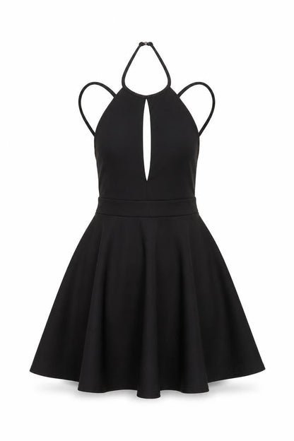 Oh My Love Womens Black Polyester Fit & Flare Size XS Halter Hook & Eye