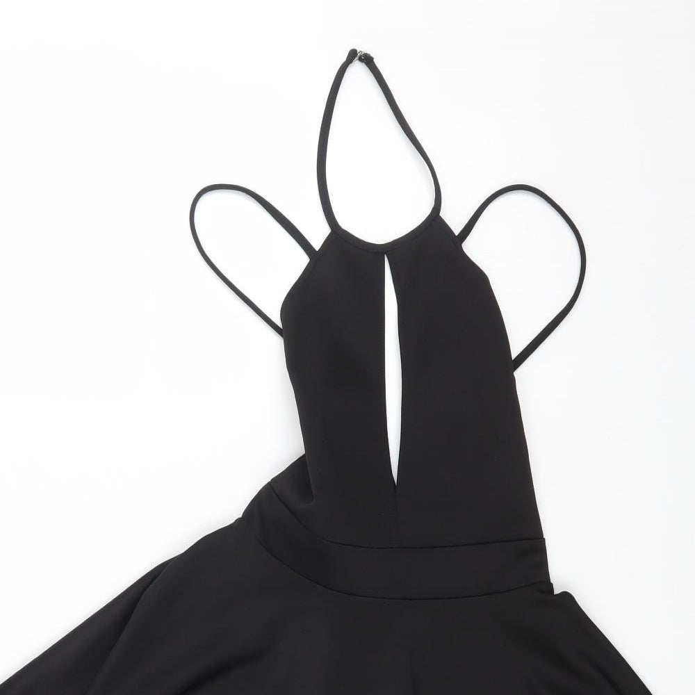 Oh My Love Womens Black Polyester Fit & Flare Size XS Halter Hook & Eye