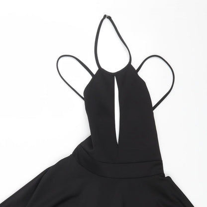 Oh My Love Womens Black Polyester Fit & Flare Size XS Halter Hook & Eye
