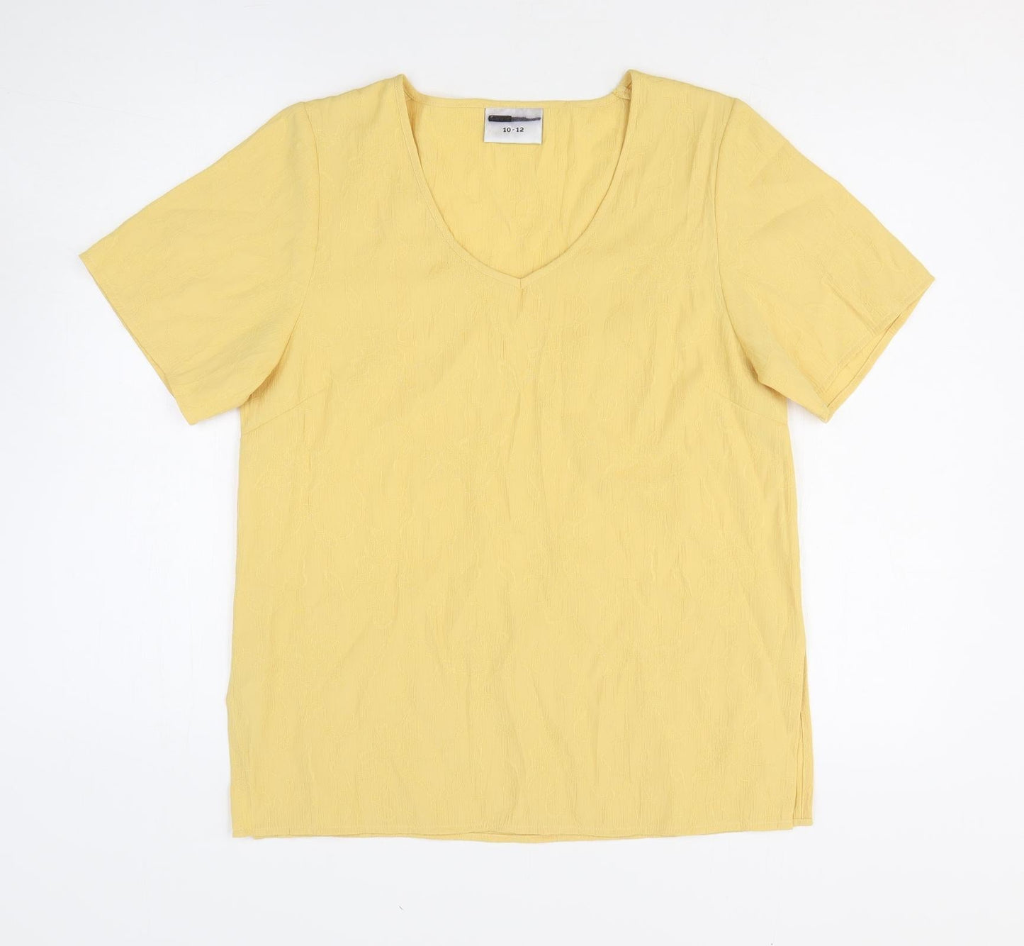Womens UK Size 10 Sara Yellow Basic T-Shirt