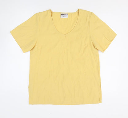 Womens UK Size 10 Sara Yellow Basic T-Shirt