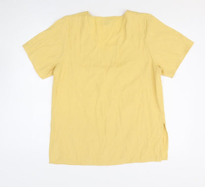 Womens UK Size 10 Sara Yellow Basic T-Shirt