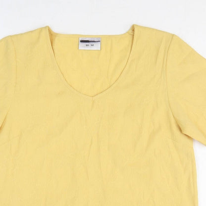 Womens UK Size 10 Sara Yellow Basic T-Shirt