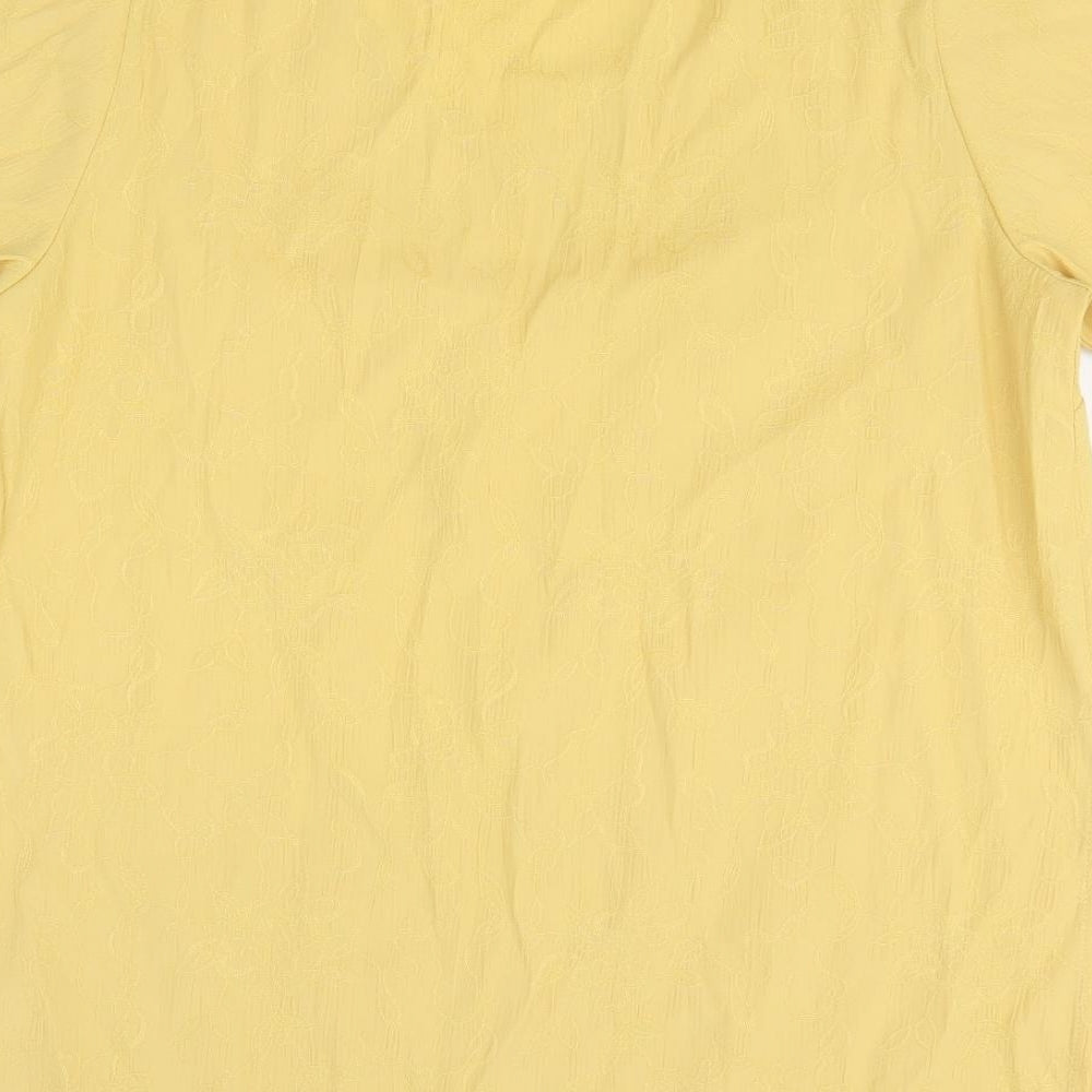 Womens UK Size 10 Sara Yellow Basic T-Shirt