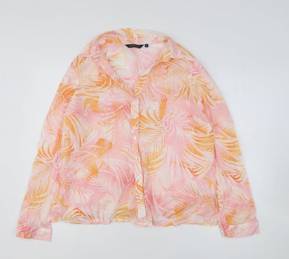 Womens UK Size 14 Peacocks Pink Basic Button-Up