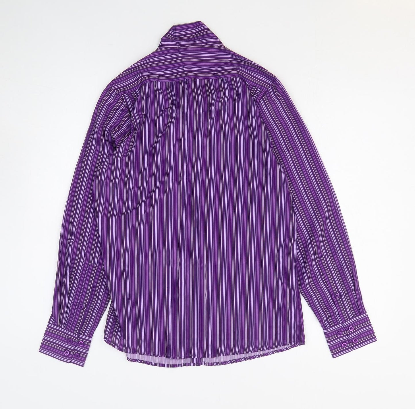 Incorporate Wear Womens Purple Striped 100% Cotton Basic Button-Up Size 8 Mock Neck