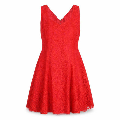 Preworn Womens Red Floral Polyester Fit & Flare Size M Sweetheart Zip