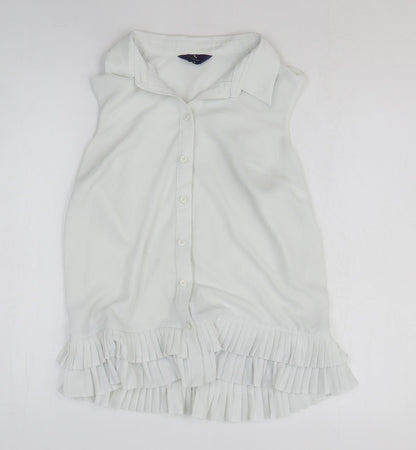 TU Womens White Polyester Basic Button-Up Size 8 Collared