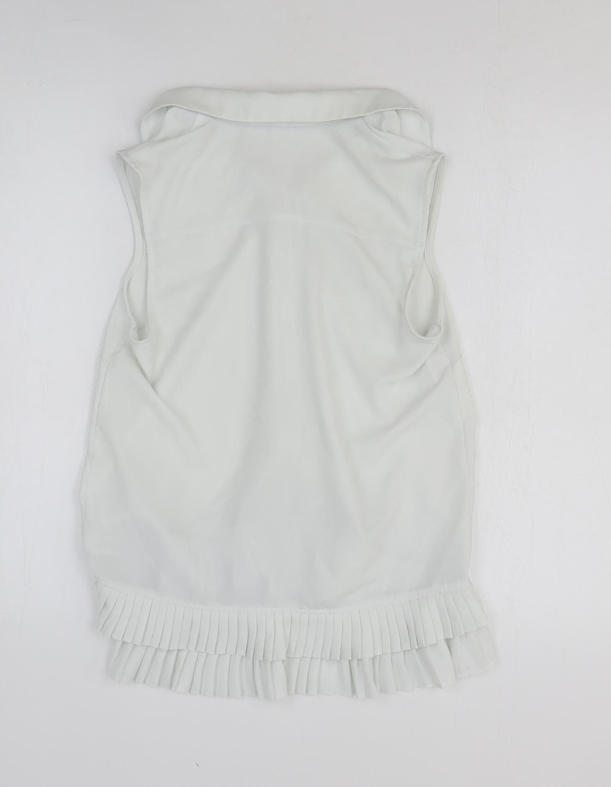 TU Womens White Polyester Basic Button-Up Size 8 Collared