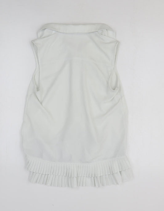 TU Womens White Polyester Basic Button-Up Size 8 Collared