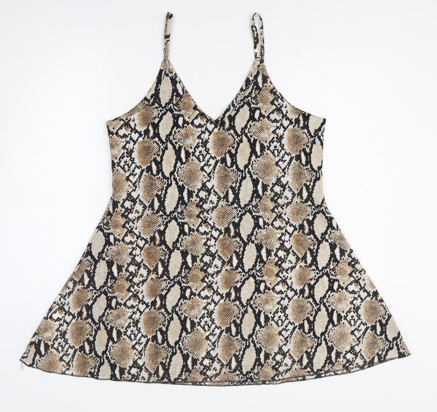 SheIn Womens Brown Animal Print Polyester Mini Size S V-Neck Pullover - Snake Skin Pattern