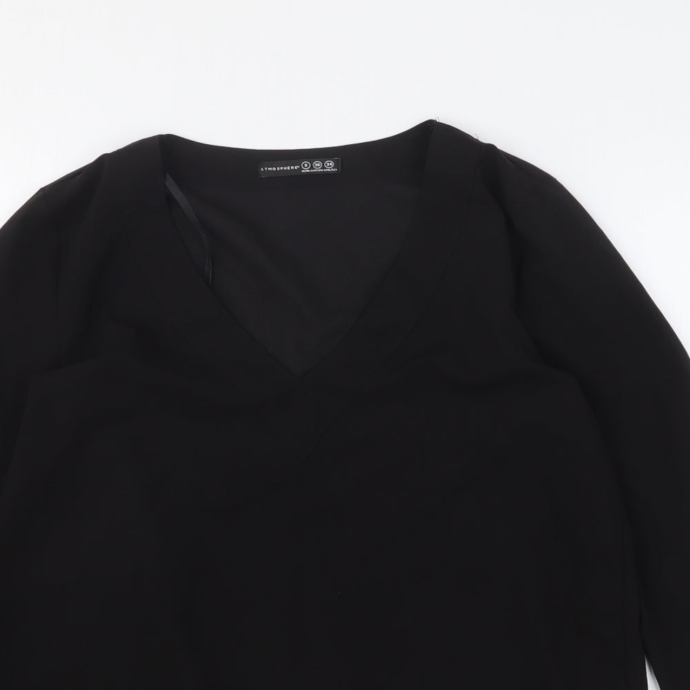 Womens UK Size 8 Atmosphere Black Basic Blouse