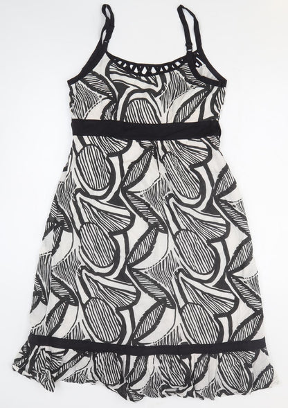 Vanilla Sands Womens Black Geometric 100% Cotton Tank Dress Size 10 Off the Shoulder Pullover