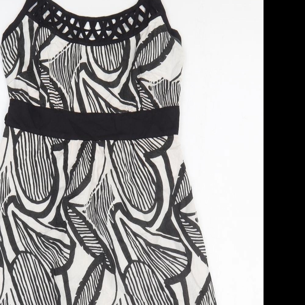 Vanilla Sands Womens Black Geometric 100% Cotton Tank Dress Size 10 Off the Shoulder Pullover