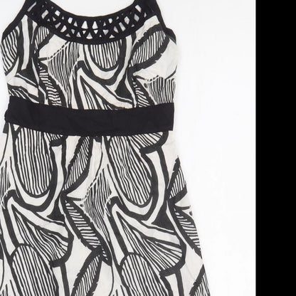 Vanilla Sands Womens Black Geometric 100% Cotton Tank Dress Size 10 Off the Shoulder Pullover