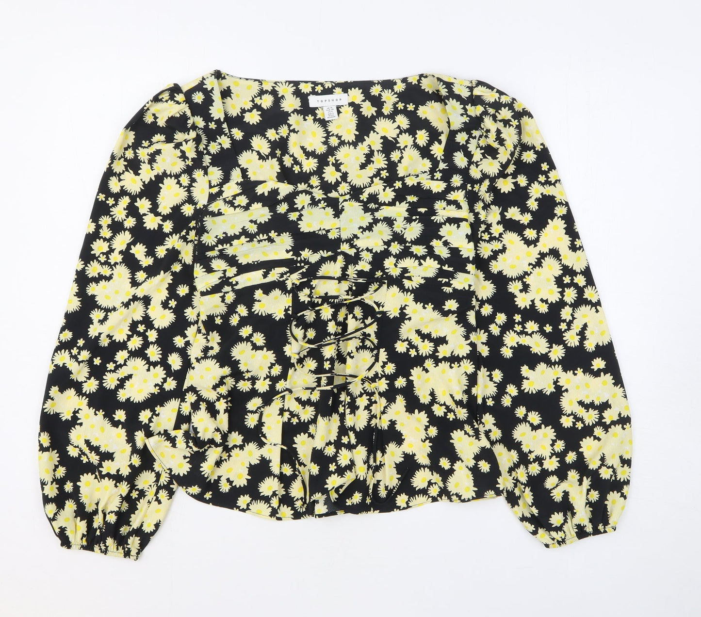 Womens UK Size 10 Topshop Yellow Basic Blouse