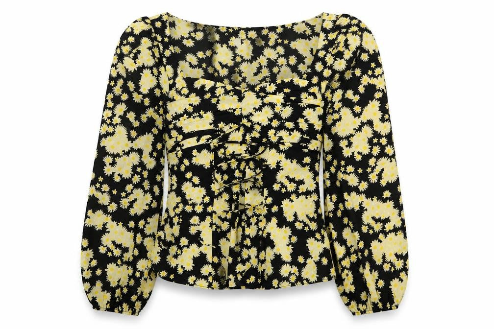 Womens UK Size 10 Topshop Yellow Basic Blouse