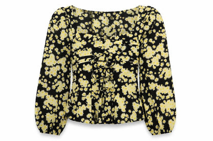 Womens UK Size 10 Topshop Yellow Basic Blouse