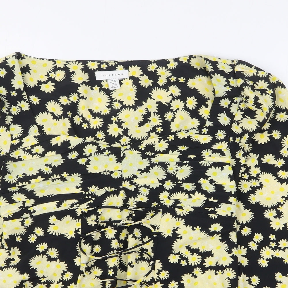 Womens UK Size 10 Topshop Yellow Basic Blouse