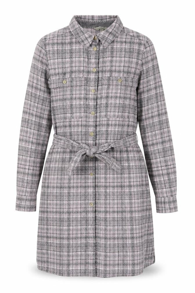 NEXT Womens Grey Plaid Cotton Shirt Dress Size 10 Collared Button