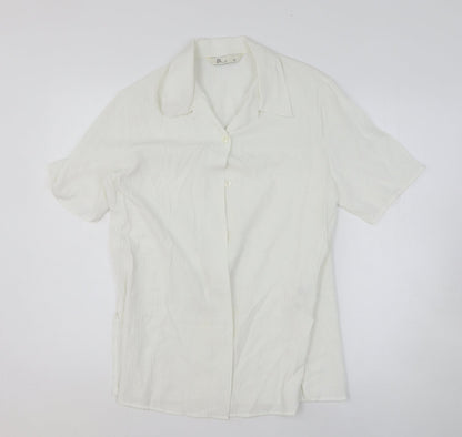 Womens UK Size 12 BHS White Basic Button-Up