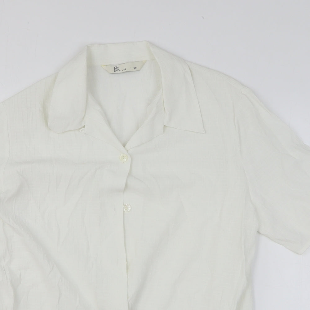 Womens UK Size 12 BHS White Basic Button-Up