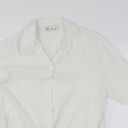 Womens UK Size 12 BHS White Basic Button-Up