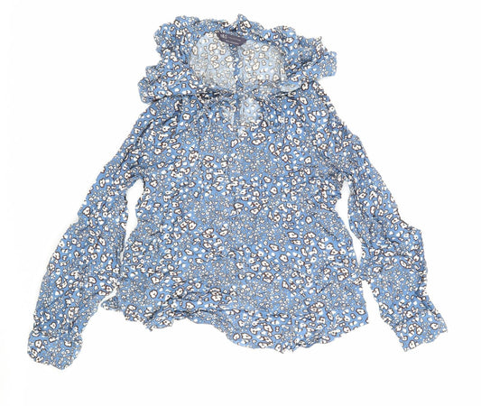 Womens UK Size 8 Marks and Spencer Blue Jersey Blouse