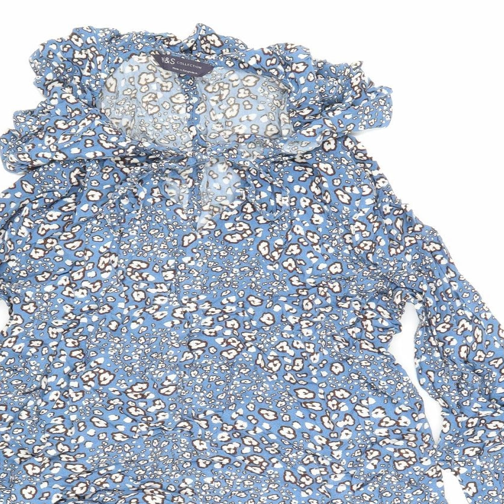 Womens UK Size 8 Marks and Spencer Blue Jersey Blouse