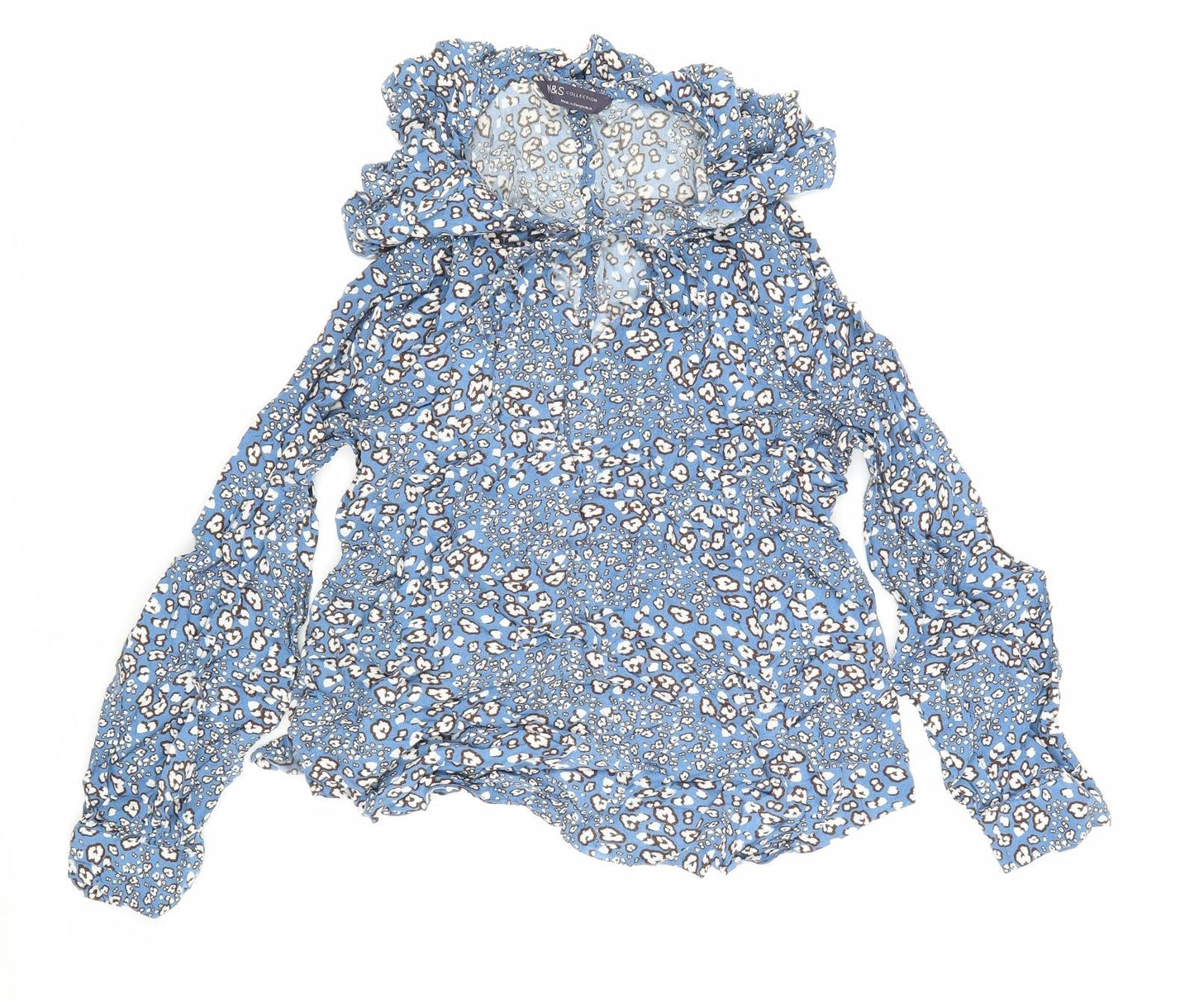Womens UK Size 8 Marks and Spencer Blue Jersey Blouse