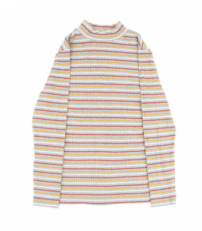 Papaya Womens Multicoloured Striped Polyester Basic Blouse Size 18 Mock Neck