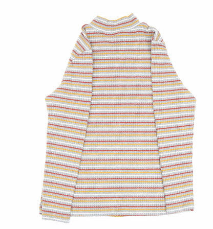 Papaya Womens Multicoloured Striped Polyester Basic Blouse Size 18 Mock Neck