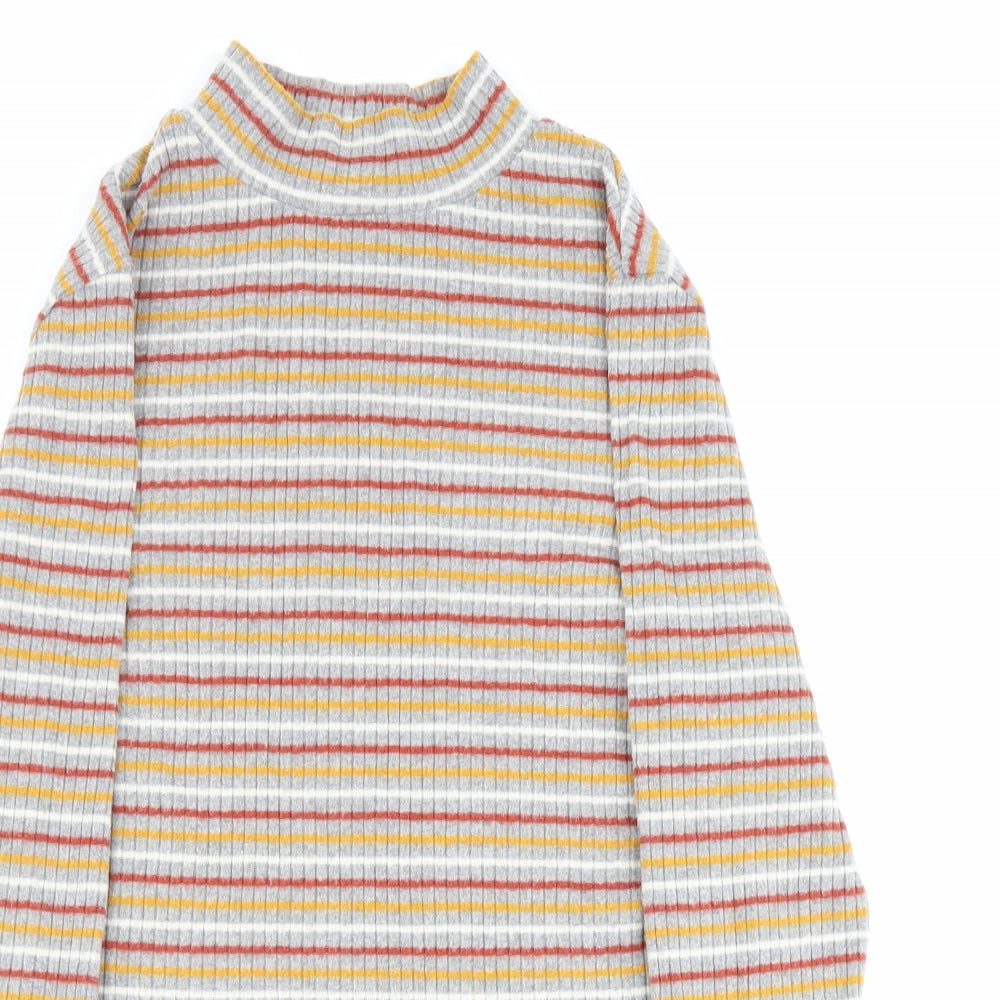 Papaya Womens Multicoloured Striped Polyester Basic Blouse Size 18 Mock Neck