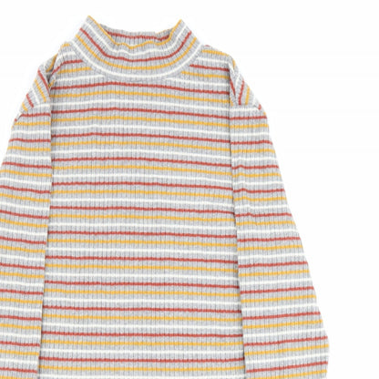 Papaya Womens Multicoloured Striped Polyester Basic Blouse Size 18 Mock Neck