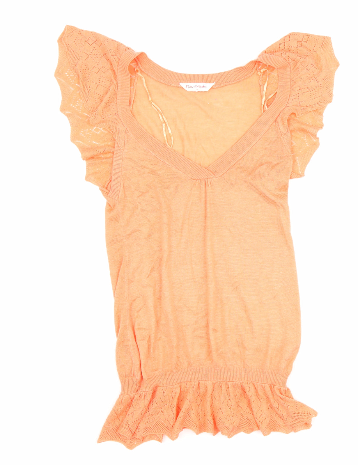 Miss Selfridge Womens Orange Acrylic Tunic Tank Size 8 V-Neck