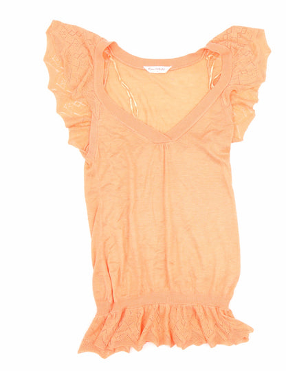 Miss Selfridge Womens Orange Acrylic Tunic Tank Size 8 V-Neck