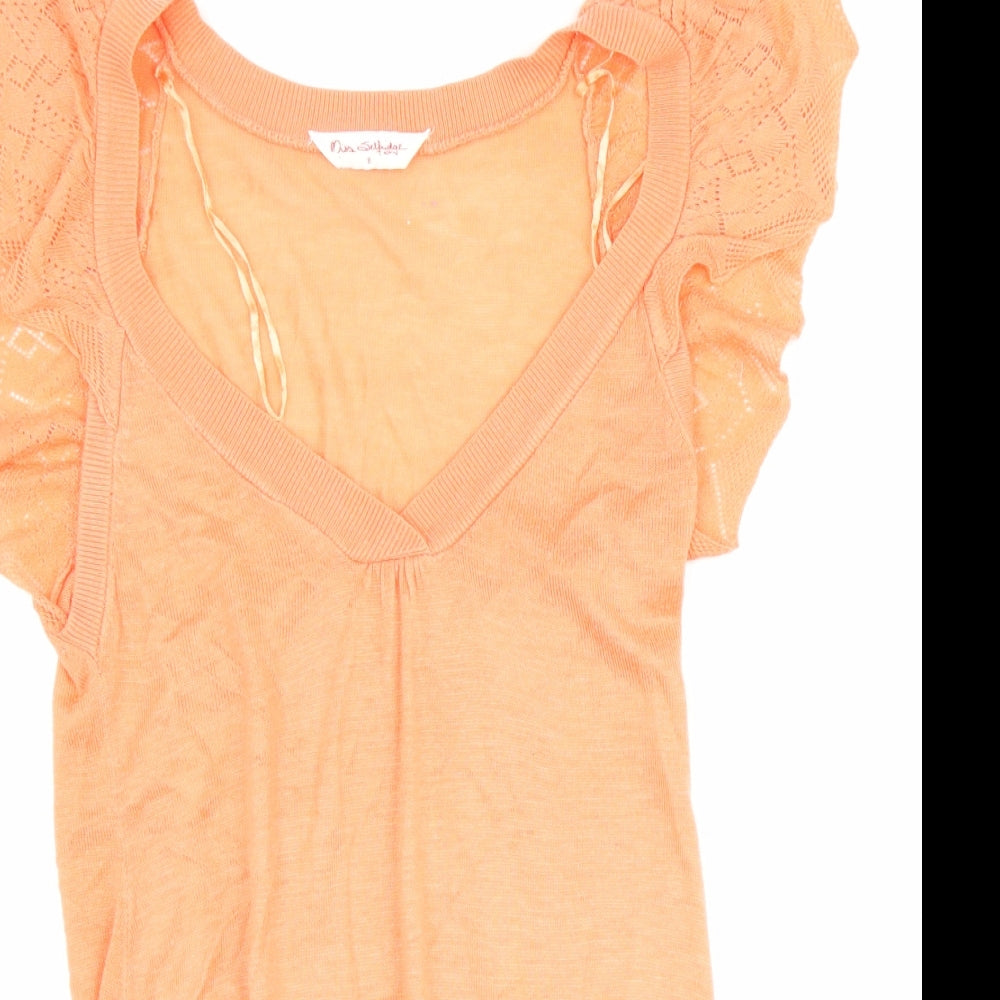 Miss Selfridge Womens Orange Acrylic Tunic Tank Size 8 V-Neck