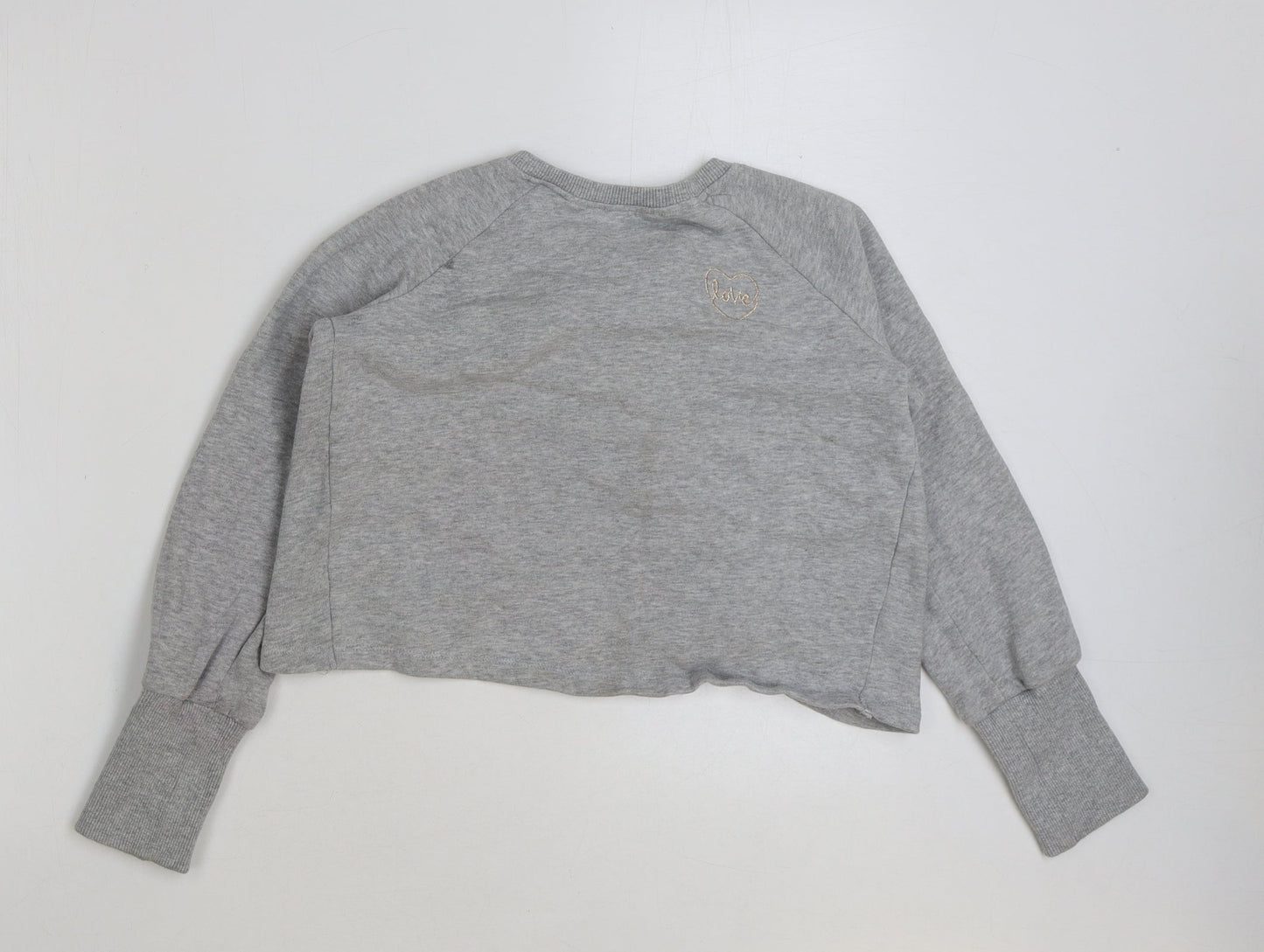 NEXT Girls Grey Cotton Pullover Sweatshirt Size 10 Years Pullover - love