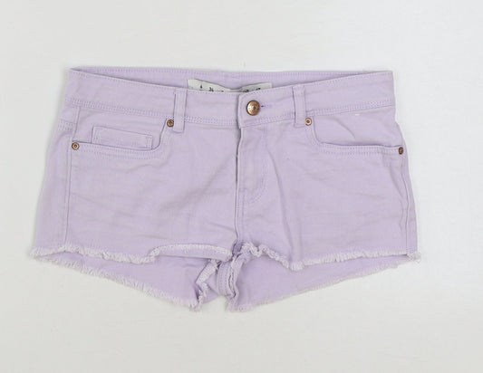 Denim & Co. Womens Purple Cotton Hot Pants Shorts Size 6 Regular Button
