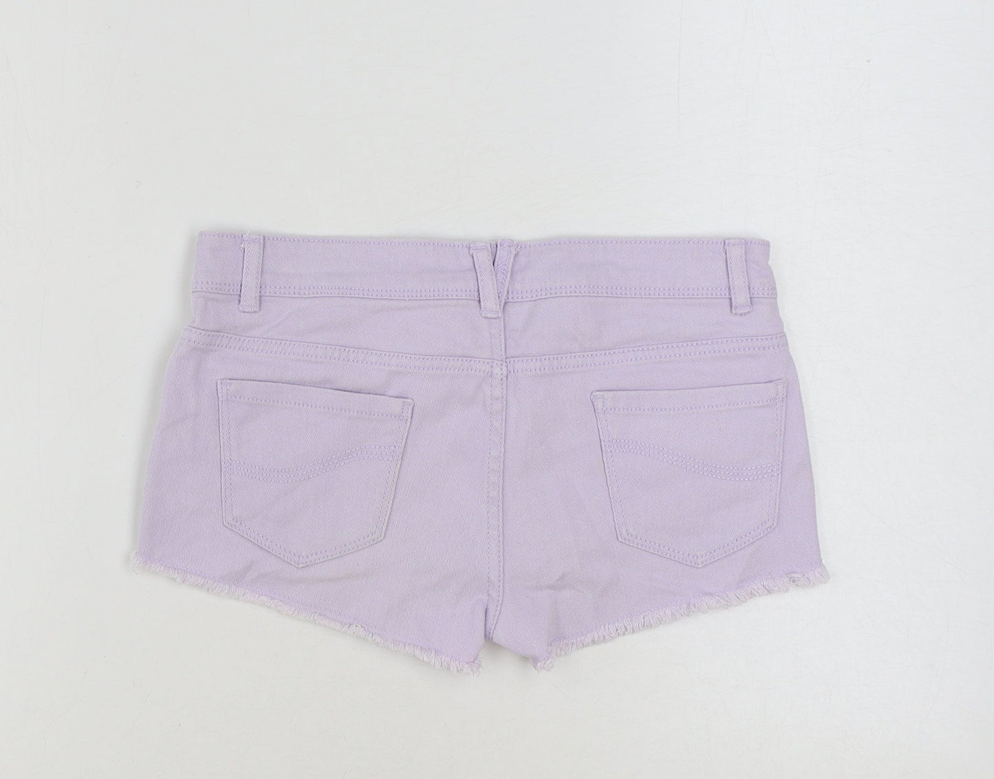Denim & Co. Womens Purple Cotton Hot Pants Shorts Size 6 Regular Button