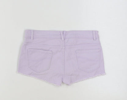 Denim & Co. Womens Purple Cotton Hot Pants Shorts Size 6 Regular Button