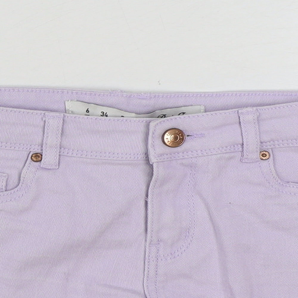 Denim & Co. Womens Purple Cotton Hot Pants Shorts Size 6 Regular Button