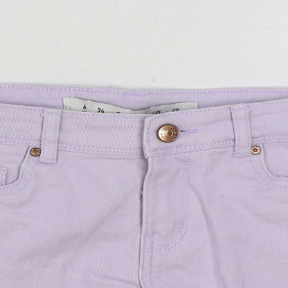 Denim & Co. Womens Purple Cotton Hot Pants Shorts Size 6 Regular Button