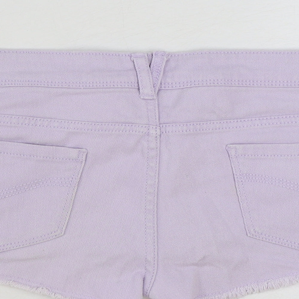 Denim & Co. Womens Purple Cotton Hot Pants Shorts Size 6 Regular Button