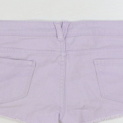 Denim & Co. Womens Purple Cotton Hot Pants Shorts Size 6 Regular Button
