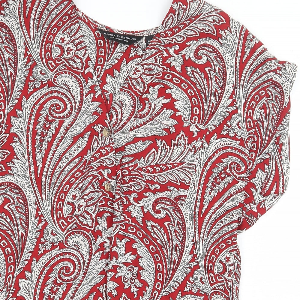 Womens UK Size 8 Dorothy Perkins Red Basic Blouse